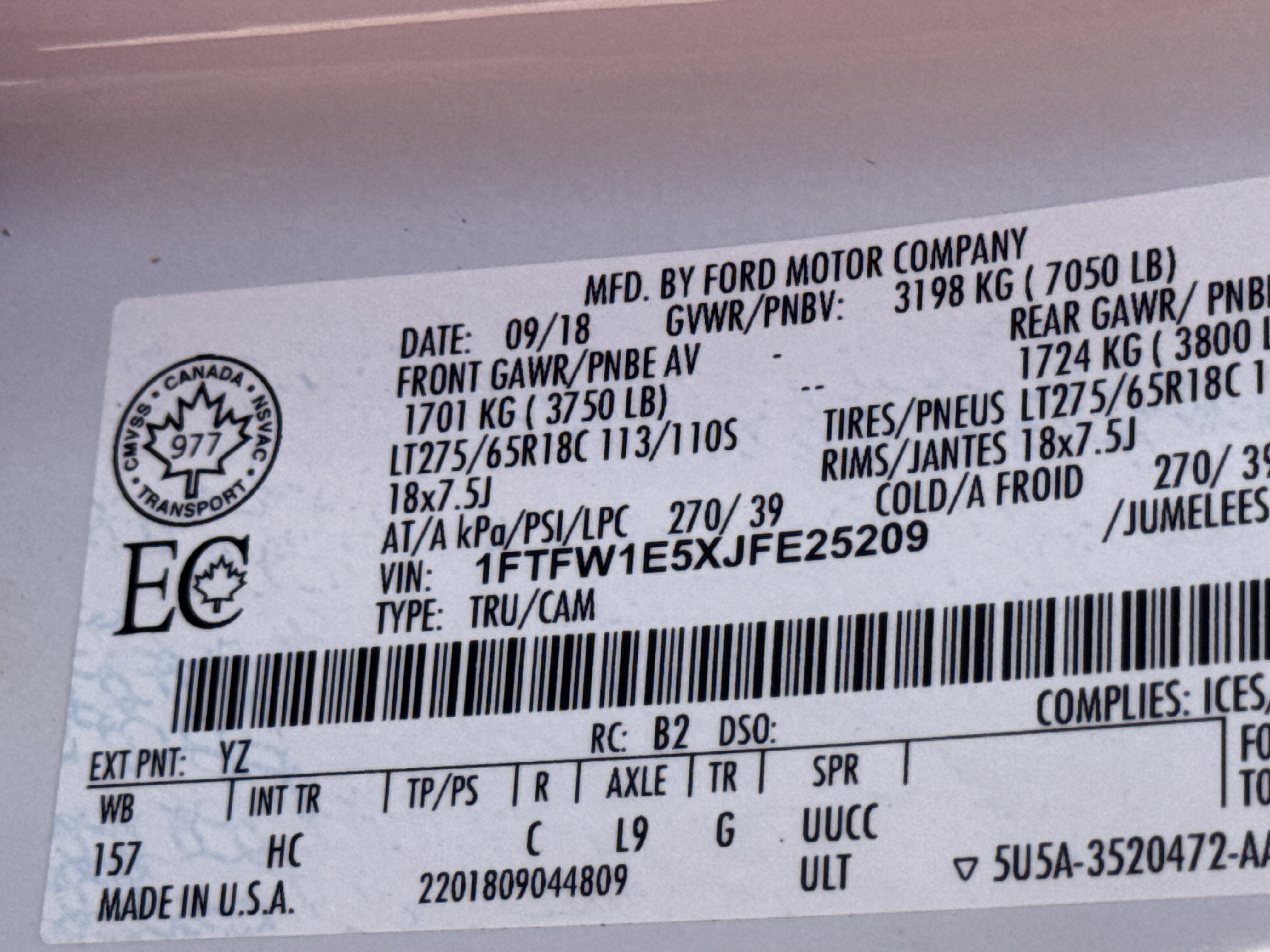 2018 Ford F-150 LARIAT