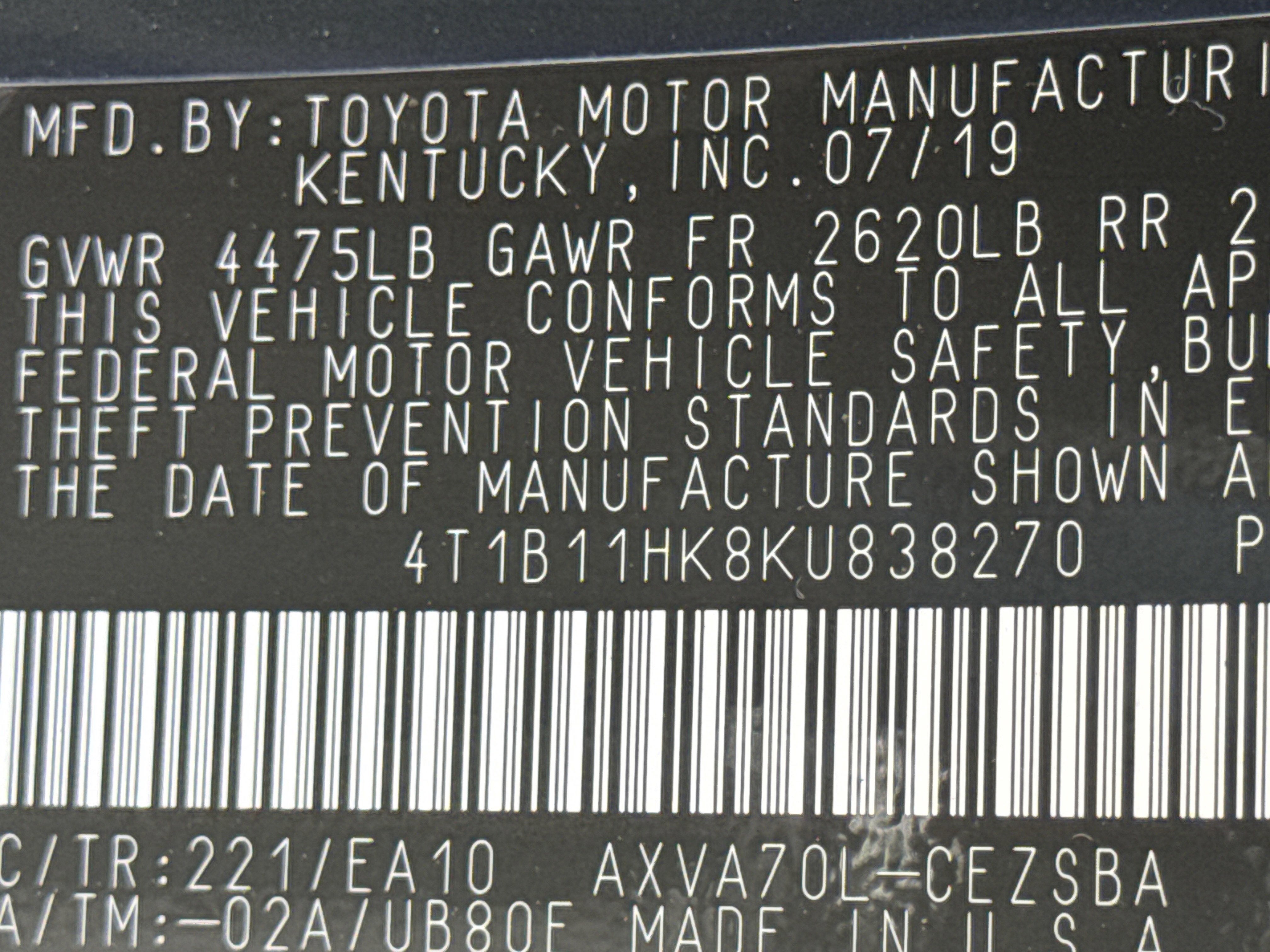 2019 Toyota Camry SE