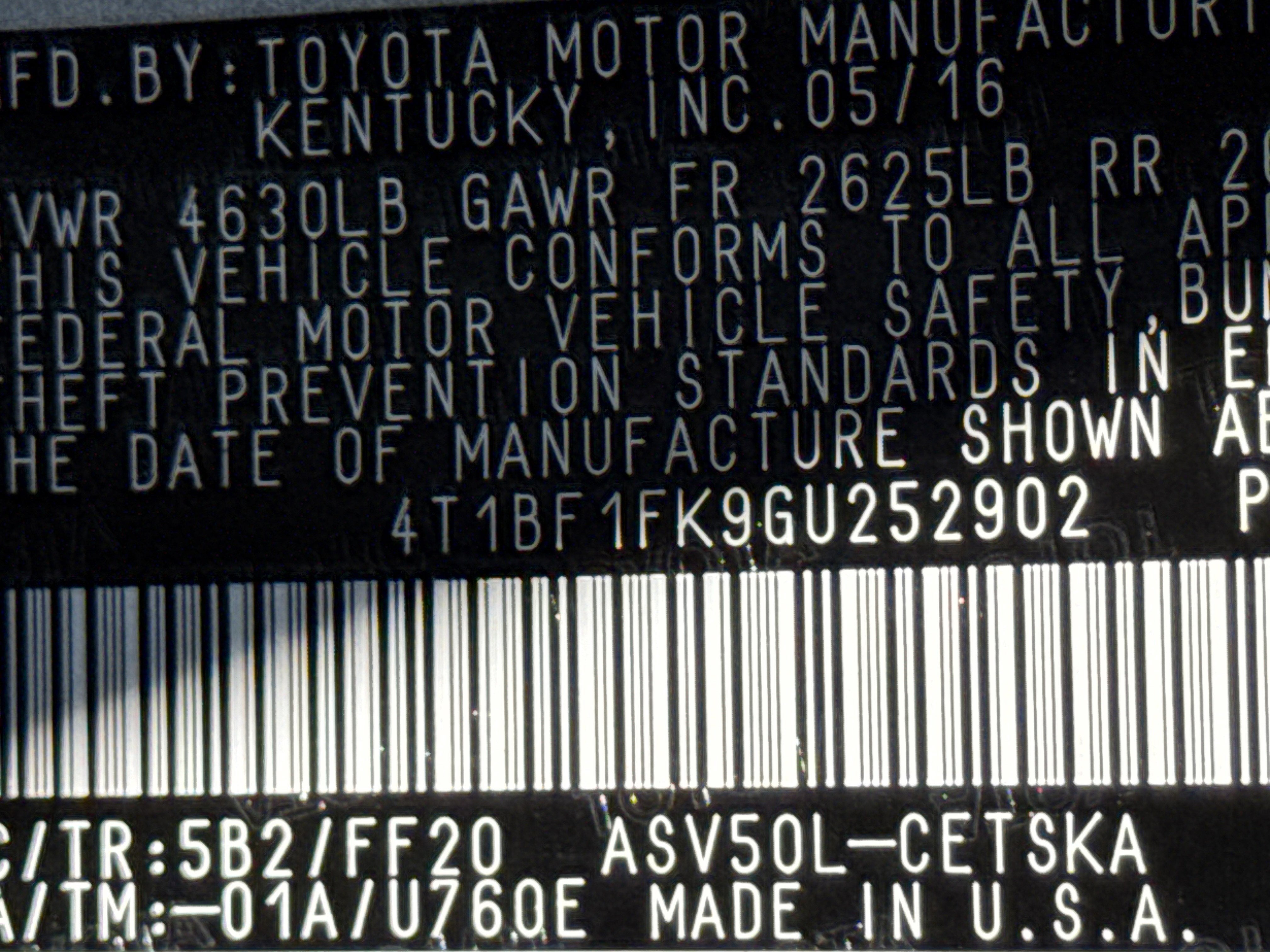 2016 Toyota Camry SE