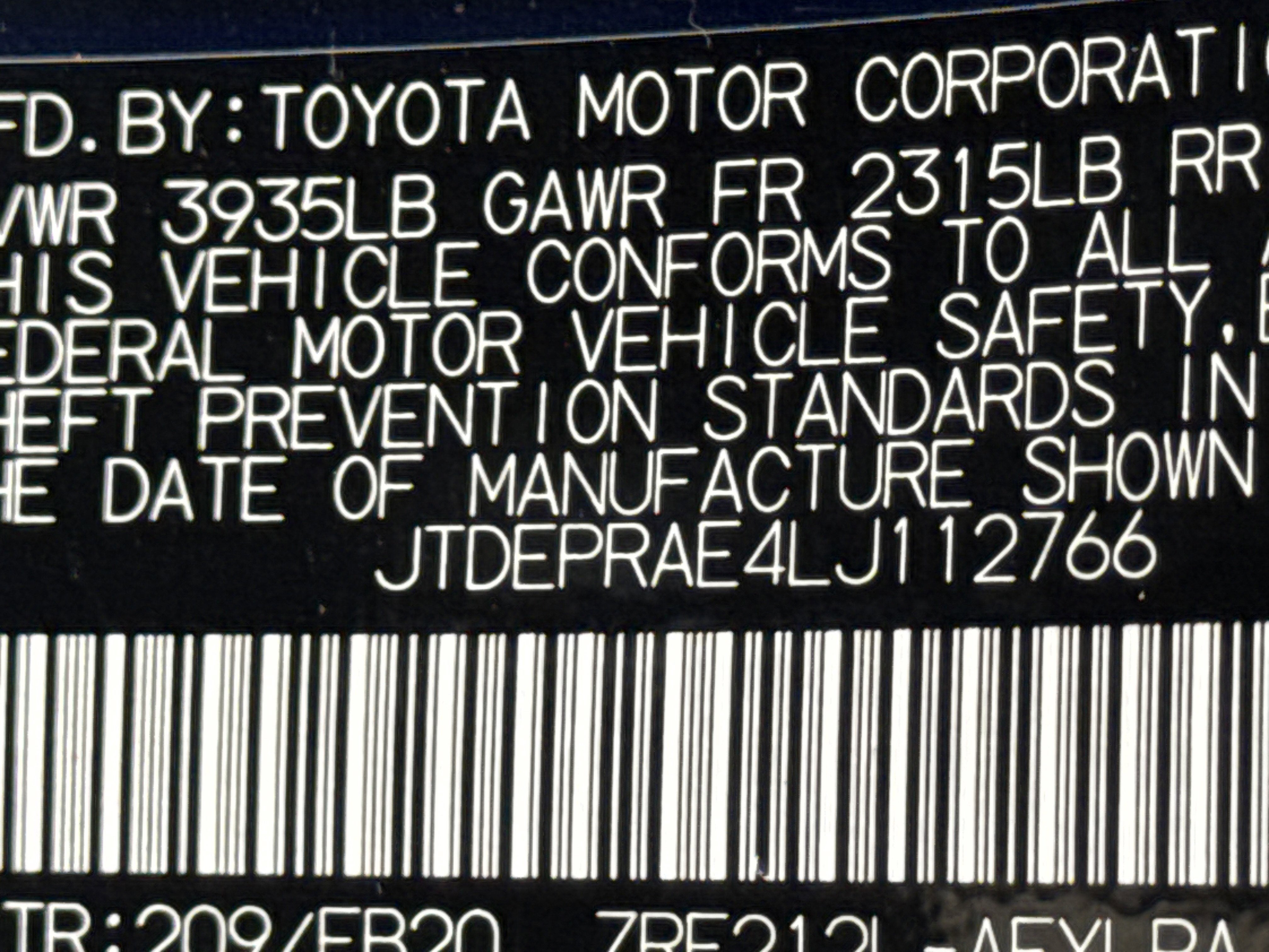 2020 Toyota Corolla LE